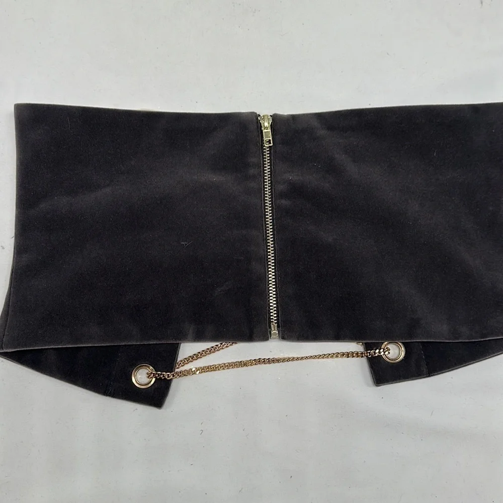 NWT Makers of Dreams Corset Gray Velvet Gold Chain Belt Size S